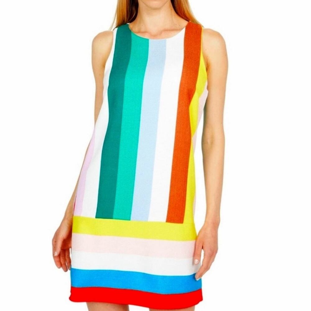 NWT Laundry by Shelli Segal Multicolor Striped Sleeveless Shift Dress Size 14